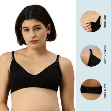 Pack Of 2 Nursing Bras-Black & Skin