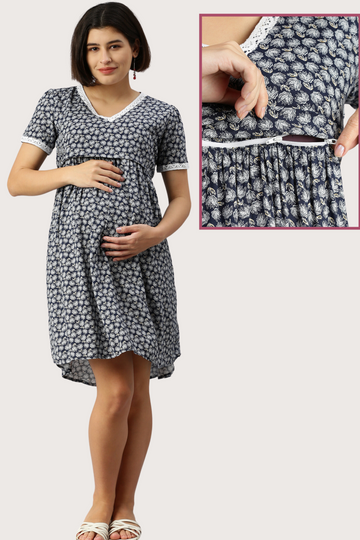 Blue Floral Feeding Dress