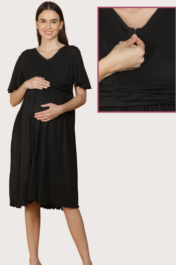 Black Knitted Feeding Dress