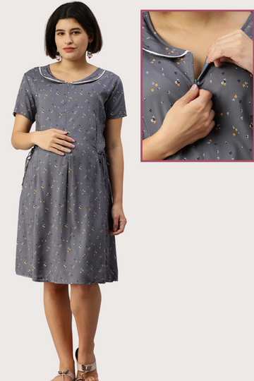 Grey Floral Feeding Dress