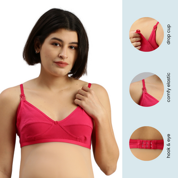 Pack Of 2 Nursing Bras-Dark Pink