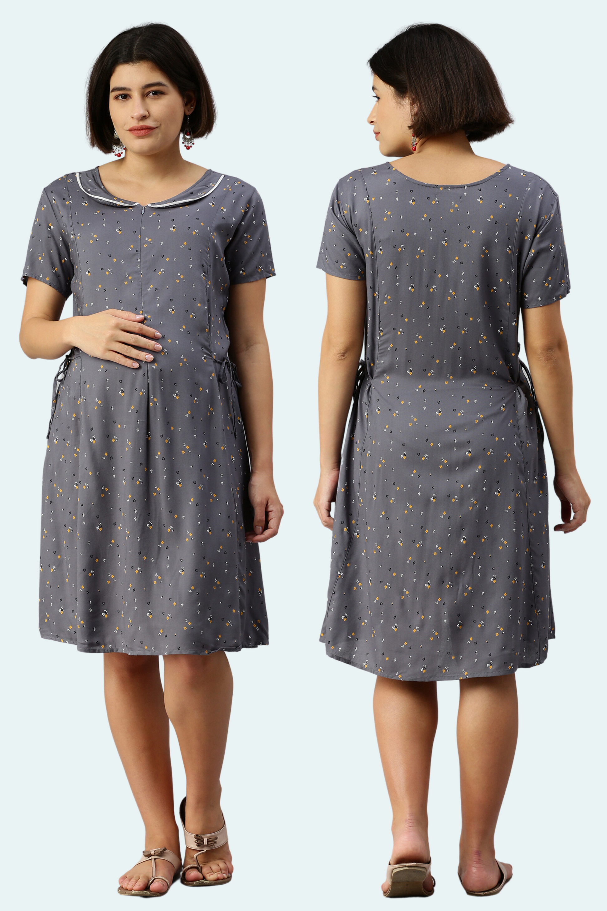 Grey Floral Feeding Dress