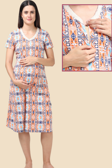 Orange Vertical Feeding Nightgown