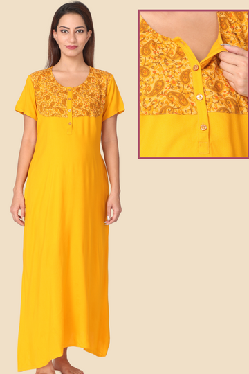 Yellow Paisely Panel Feeding Gown