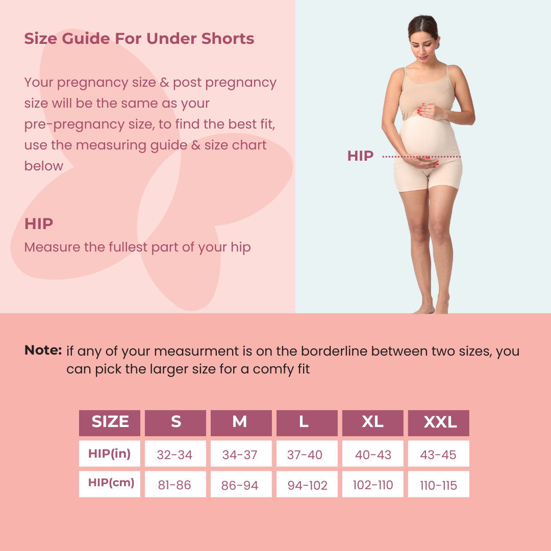 Maternity Under Shorts Sizechart
