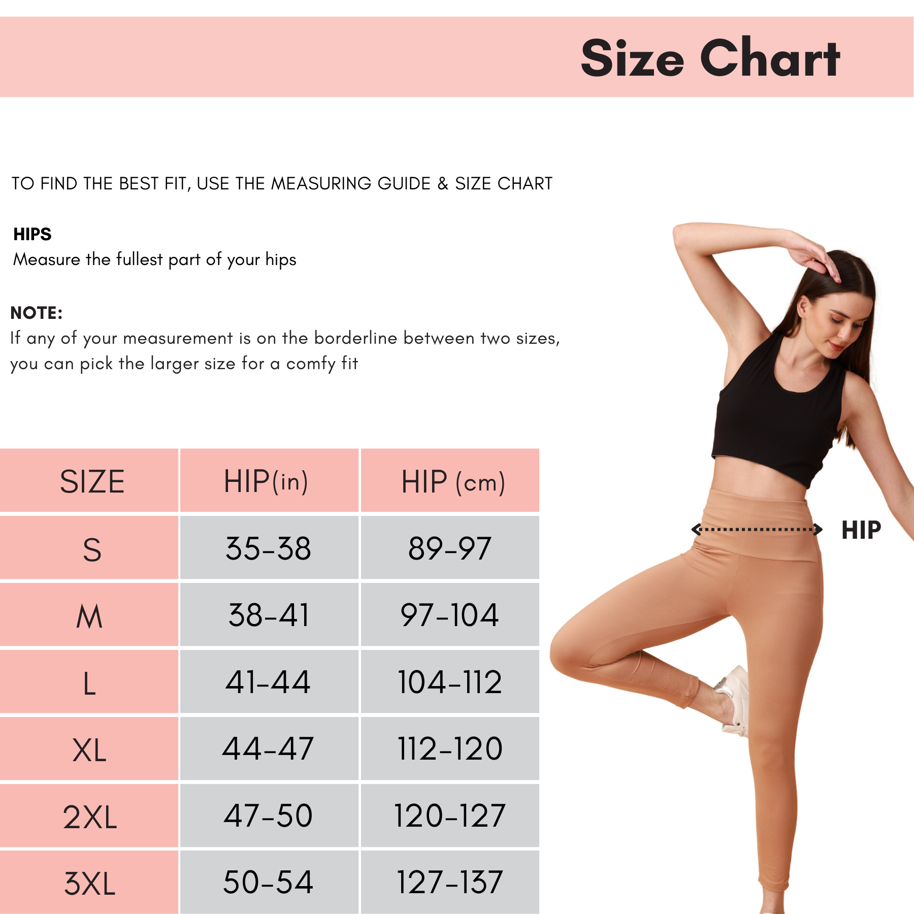 Compression Leggings Size Chart