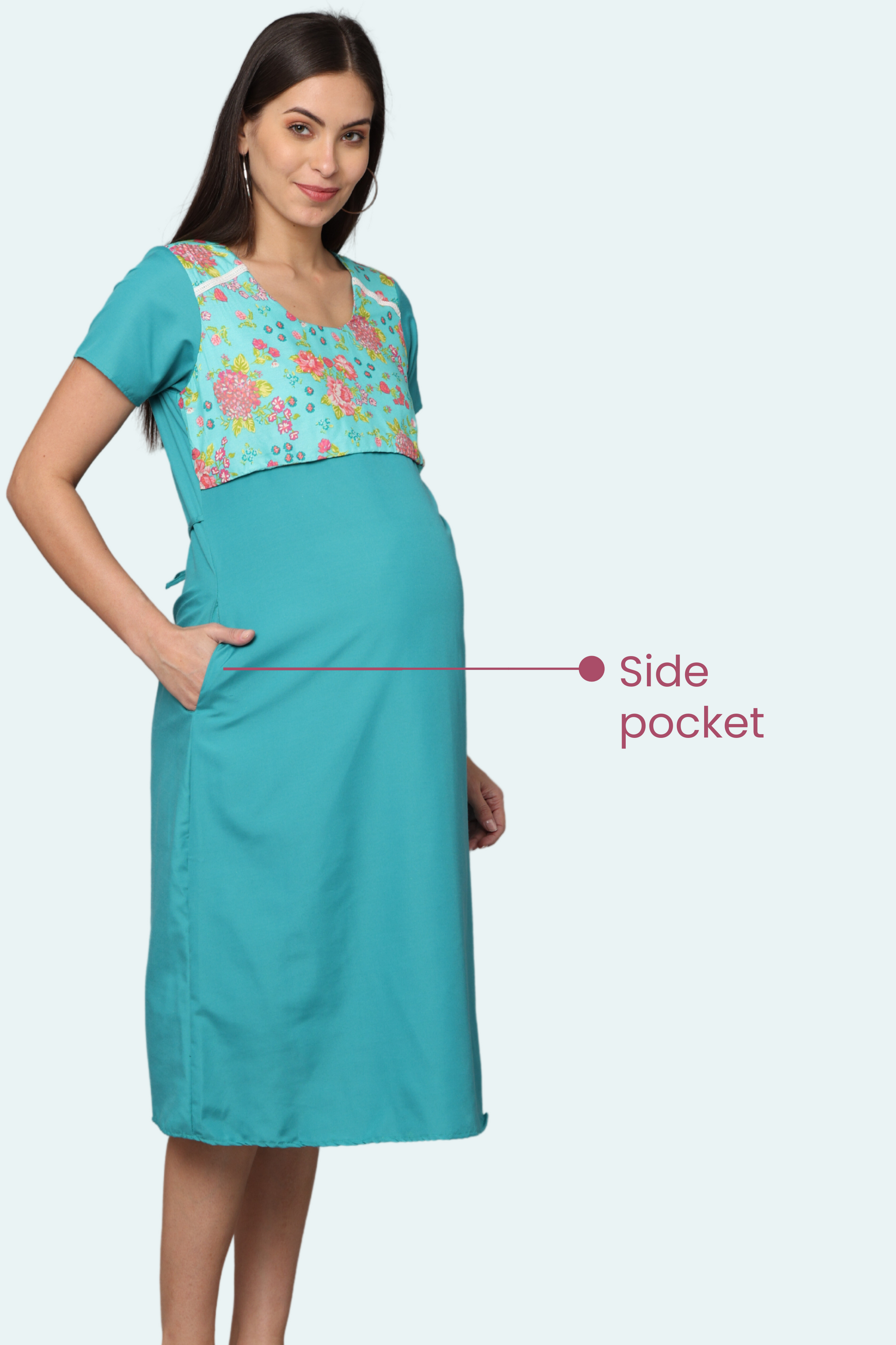 Feeding Gown With Side Pocket