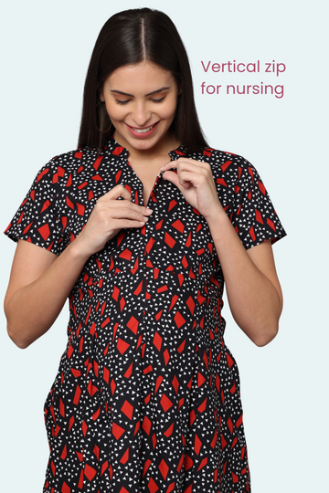 Vertical Zip Feeding Dress