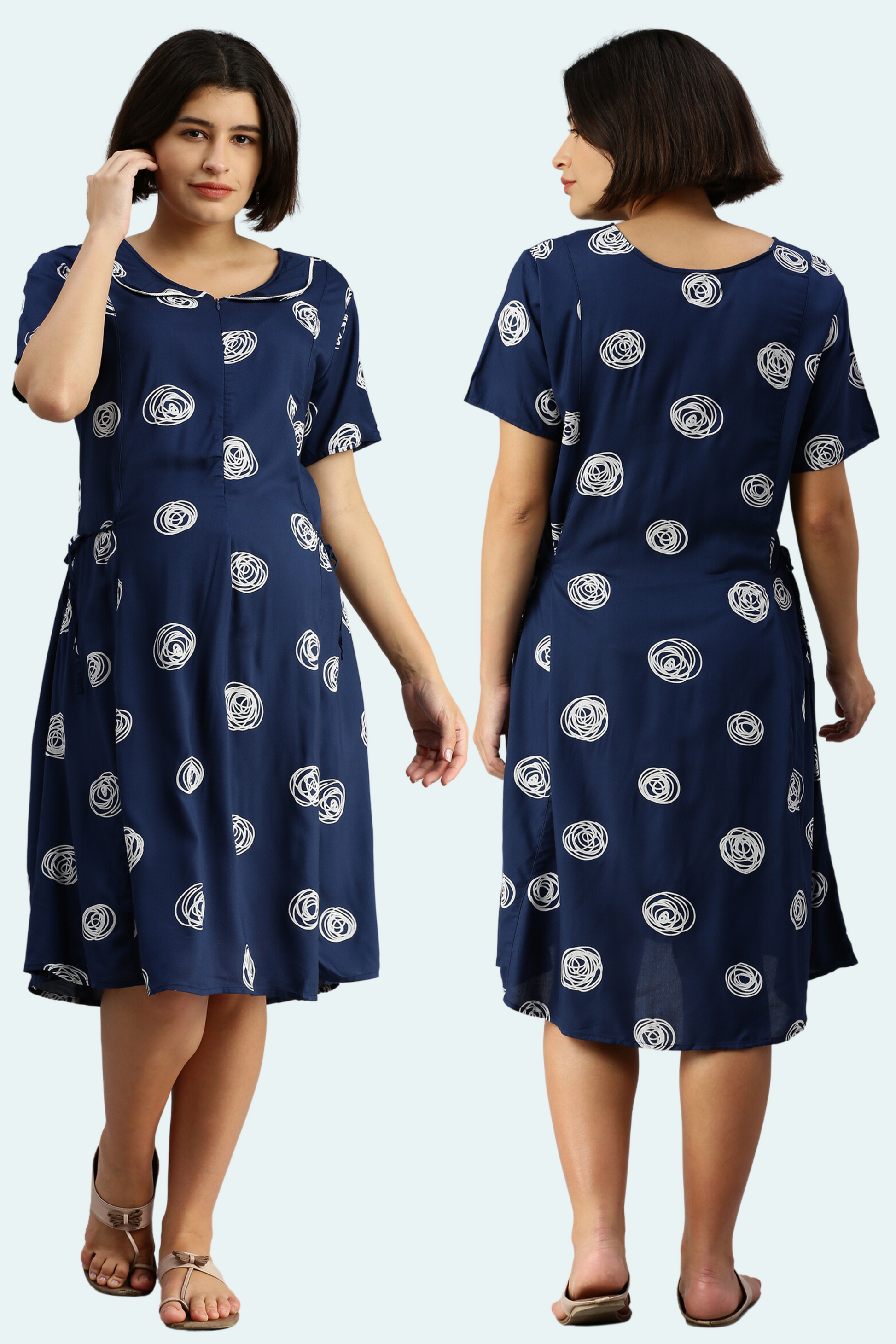 Navy Blue Floral Feeding Dress