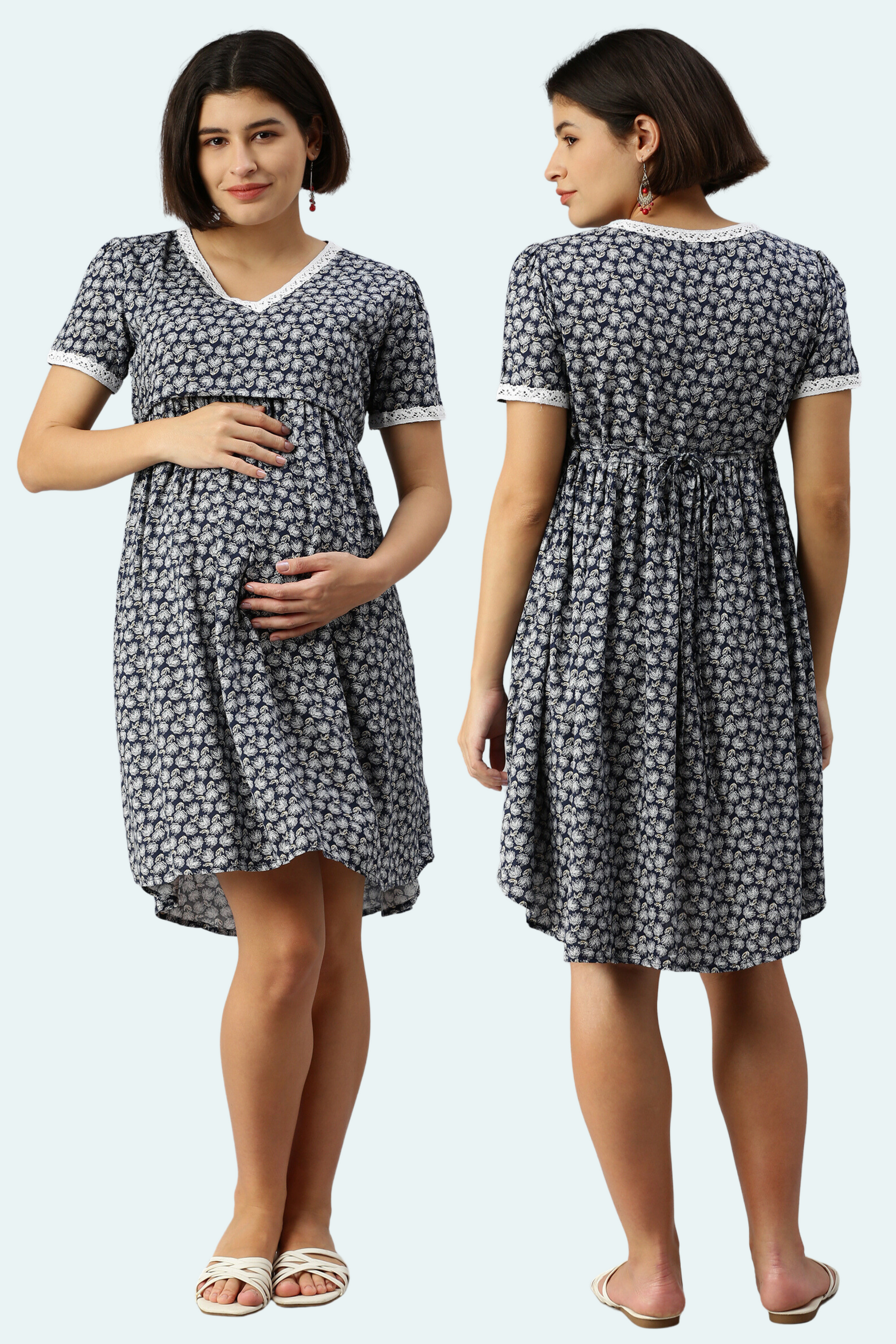 Blue Floral Feeding Dress