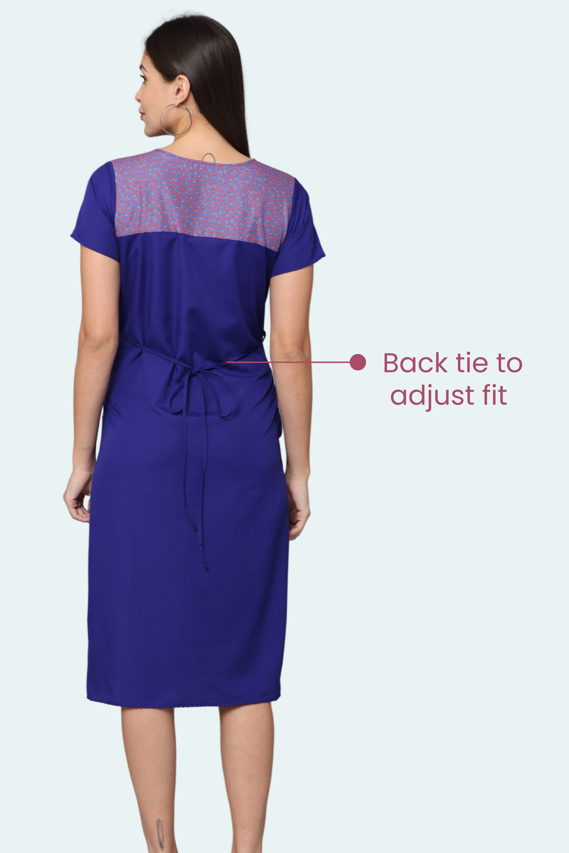 Maternity Feeding Gown Back Tie Adjustable