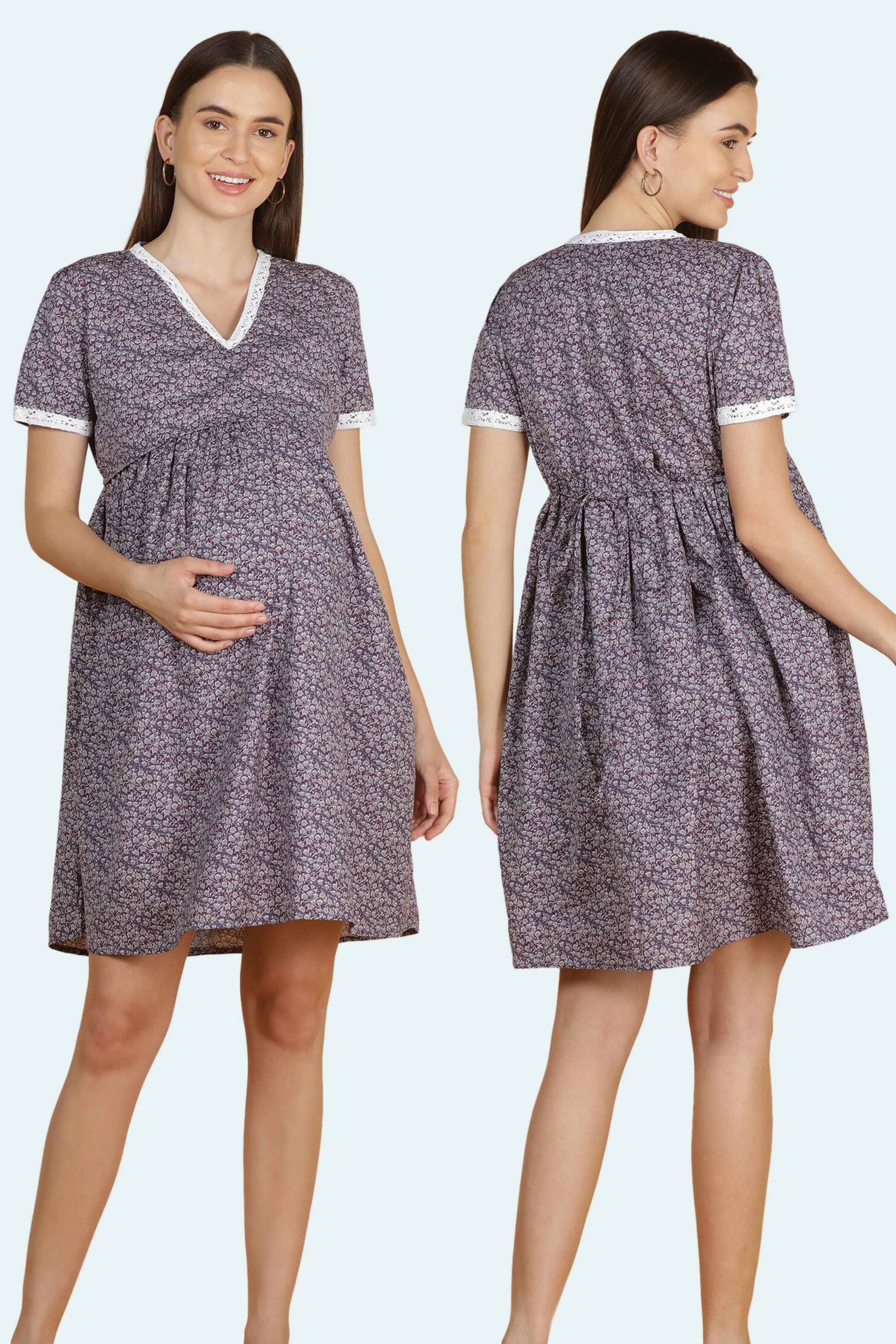 Grey Floral Feeding Dress
