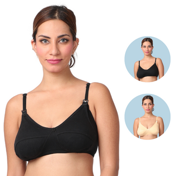 LeakProof Nursing Bra | Drop Cup | Skin Friendly & Non Plastic | Prevents Show Of Milk Stains | Pack Of 2