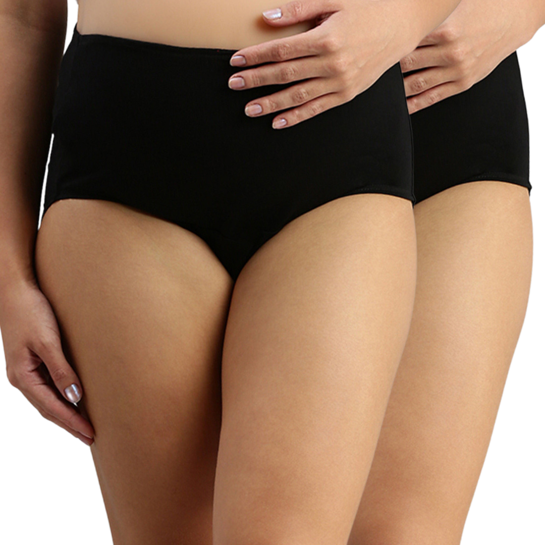 Buy Morph Maternity Panties for Women, with High Waist, Over The Belly  Fit, Full Back Coverage, Pregnancy & Post Delivery, Pack of 2, Black &  Dark Pink