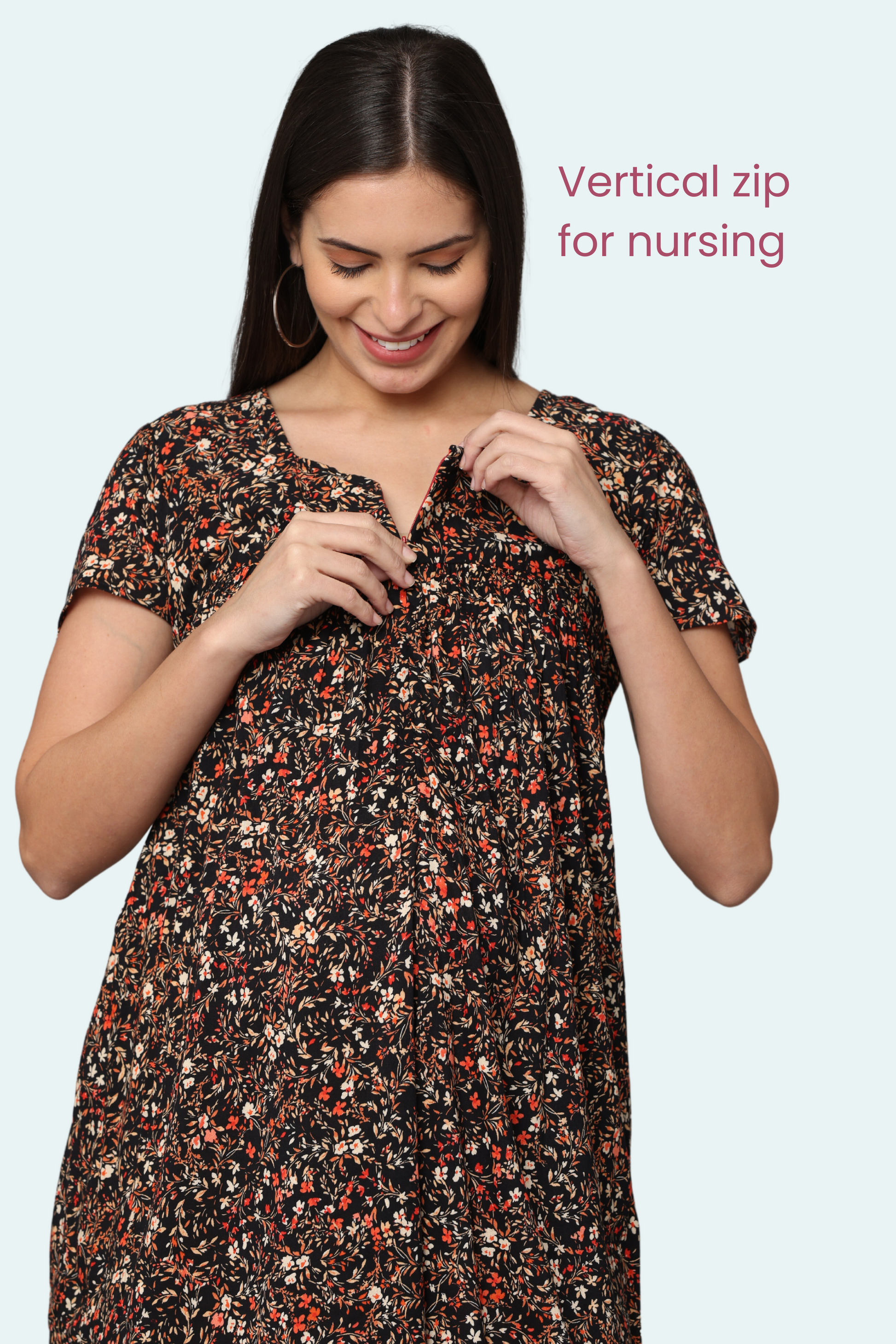 Vertical Zip Feeding Dress