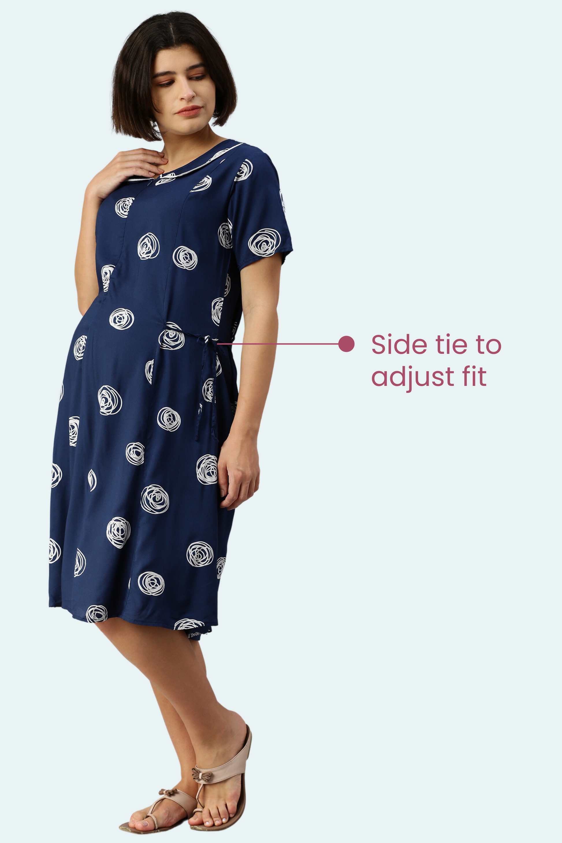 Feeding Dress Side Tie To Adjust Fit