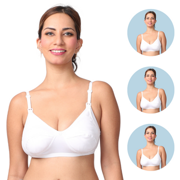 LeakProof Nursing Bra | Drop Cup | Skin Friendly & Non Plastic | Prevents Show Of Milk Stains | Pack Of 3