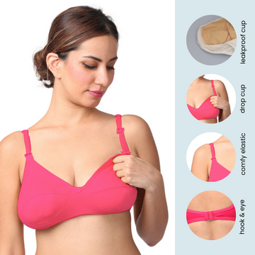 LeakProof Nursing Bra | Drop Cup | Skin Friendly & Non Plastic | Prevents Show Of Milk Stains | Pack Of 2