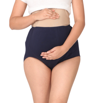 Maternity Belly Panel Panty | Pregnancy Belly Panty Women | High Waist Full Coverage | Full Belly Support | Comfy Cotton Pregnancy Underwear | Navy Blue | Pack Of 1