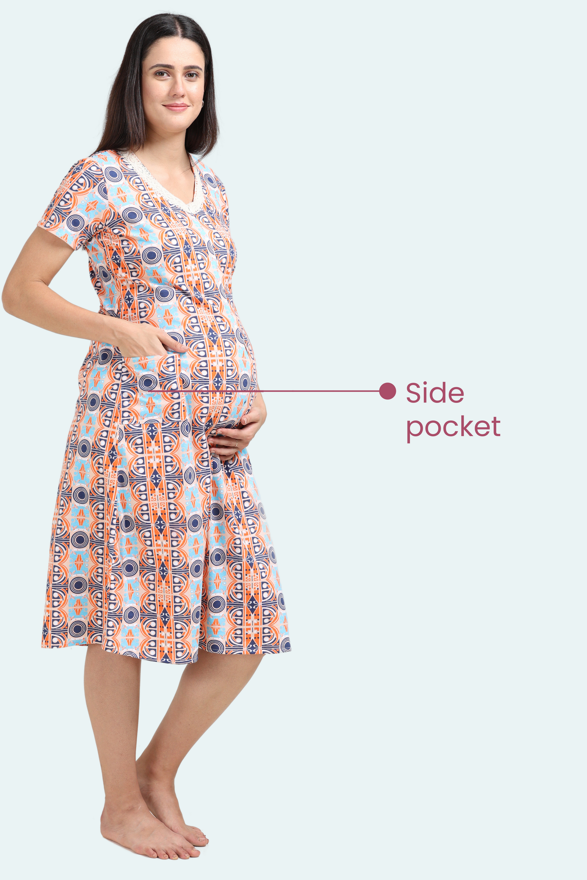 Feeding Gown With Side Pocket