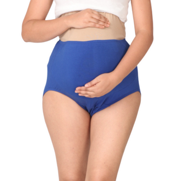 Maternity Belly Panel Panty | Maternity Belly Underwear For Women | High Waist Full Coverage | Full Belly Support | Comfy Cotton Pregnancy Underwear | Royal Blue | Pack Of 1