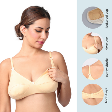 LeakProof Nursing Bra | Drop Cup | Skin Friendly & Non Plastic | Prevents Show Of Milk Stains | Pack Of 2