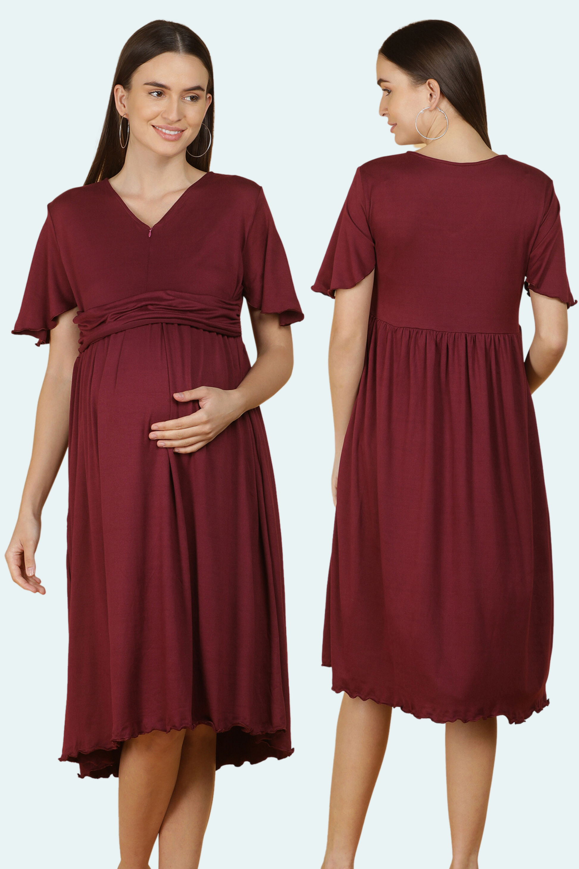 Maroon Knitted Feeding Dress