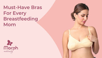 Image of women wearing a  bra with the heading "Must-Have Bras for Every Breastfeeding Mom"