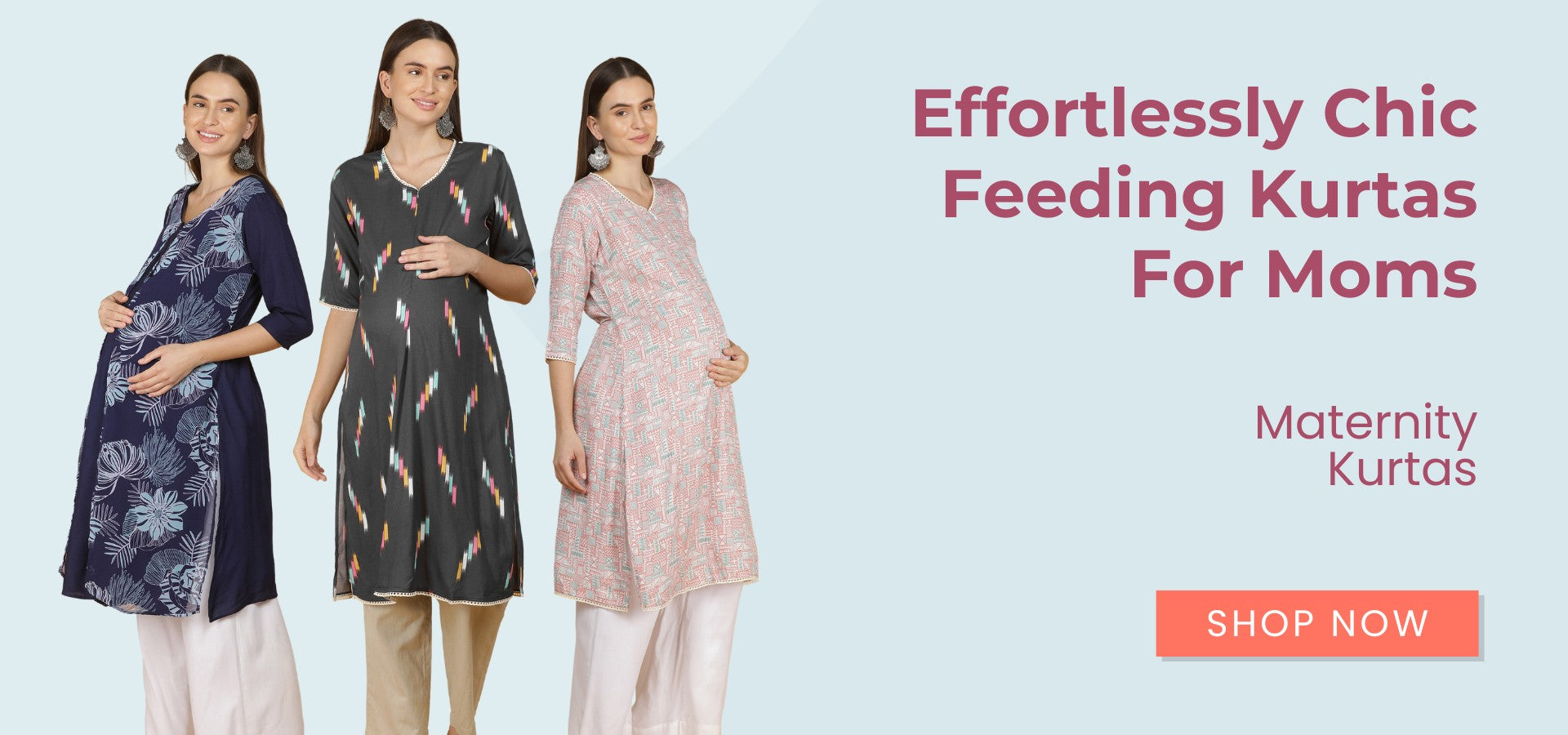 MomToBe Womens Rayon Blush Pink MaternityFeedingNursing Maternity Kurti