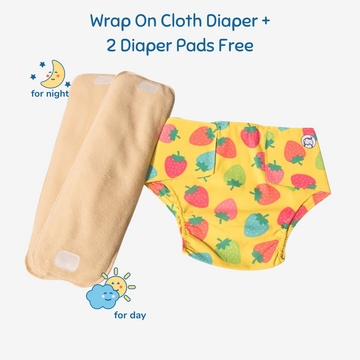 Infant Reusable Diapers | Berry Love | Velcro Closure | With 2 Diaper Pads Free