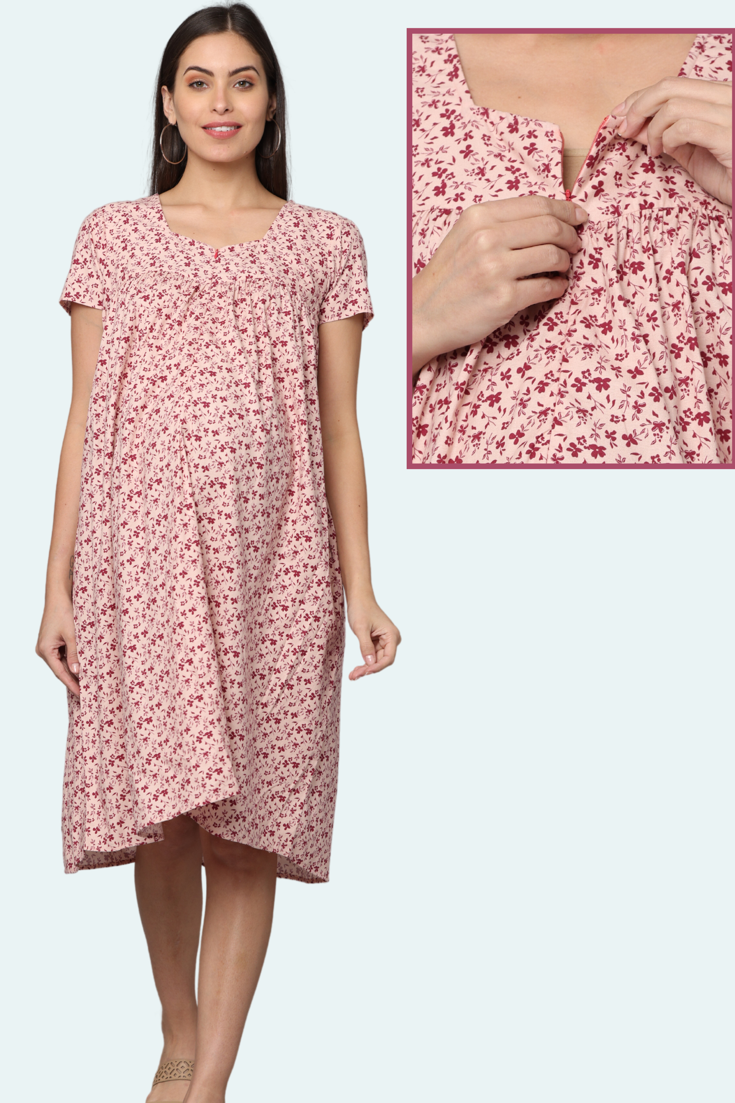 Buy The Mom Store Multicolor Cotton Printed Maternity & Nursing Dress for  Women Online @ Tata CLiQ