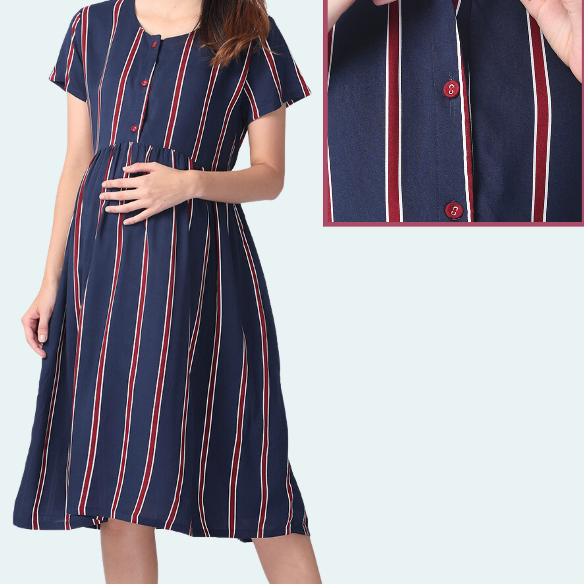 Navy Stripe Pregnancy & Feeding Dress