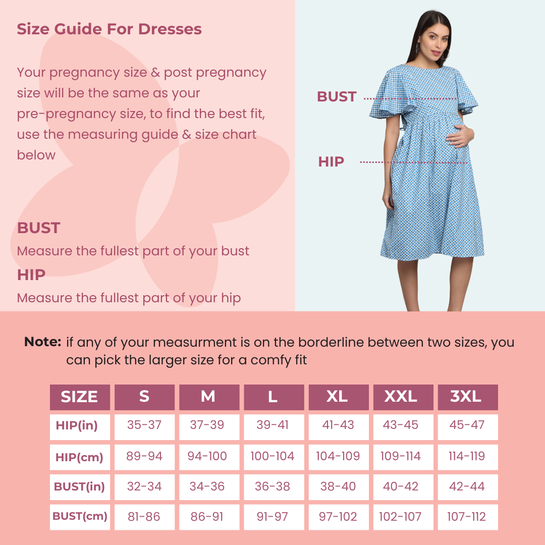 Size Chart for Pregnancy Dress