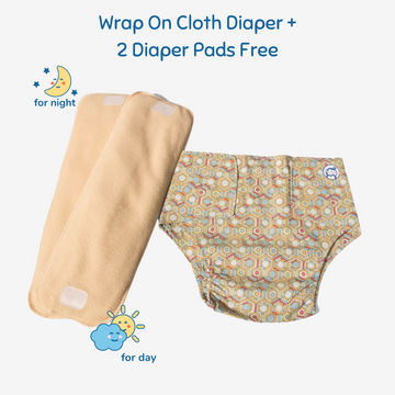 Infant Reusable Diapers | Honeycomb | Velcro Closure | With 2 Diaper Pads Free