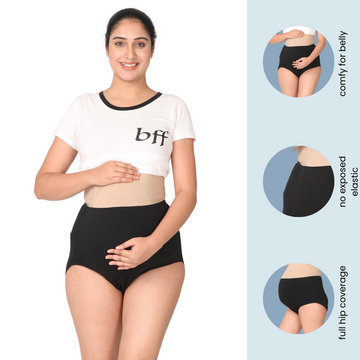Maternity Belly Panel Panty | Pregnancy Belly Panty Women | High Waist Full Coverage | Full Belly Support | Comfy Cotton Pregnancy Underwear | Pack Of 1