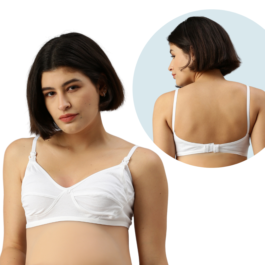 Bobora Cotton Breastfeeding Bra Maternity Nursing Bras Underwear For  Pregnant Women Cotton Underwear Color: White, Cup Size: C, Bands Size: 34