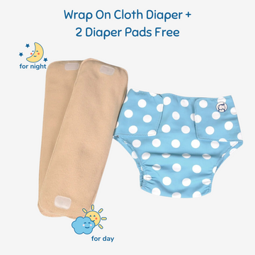 Infant Reusable Diapers | Polka Love | Velcro Closure | With 2 Diaper Pads Free