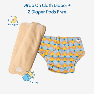 Infant Reusable Diapers | Shell Blitz | Velcro Closure | With 2 Diaper Pads Free