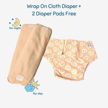 Infant Reusable Diapers | Swirly Whirly | Velcro Closure | With 2 Diaper Pads Free