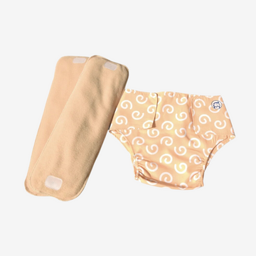 Infant Reusable Diapers | Swirly Whirly | Velcro Closure | With 2 Diaper Pads Free