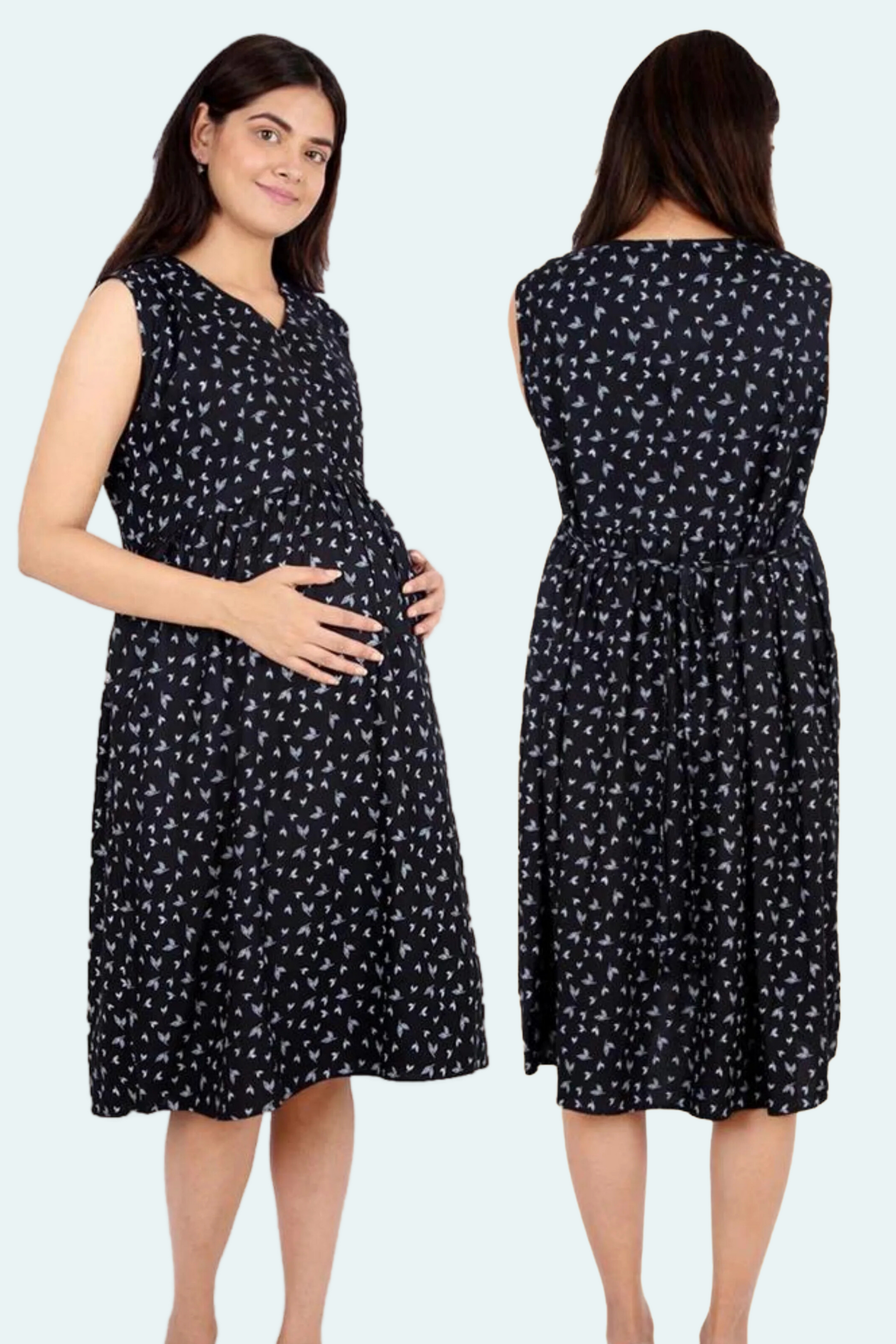 Black Pretty Print Maternity Dress