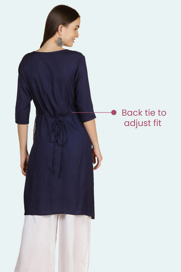 Navy Blue Jacket Feeding Kurta