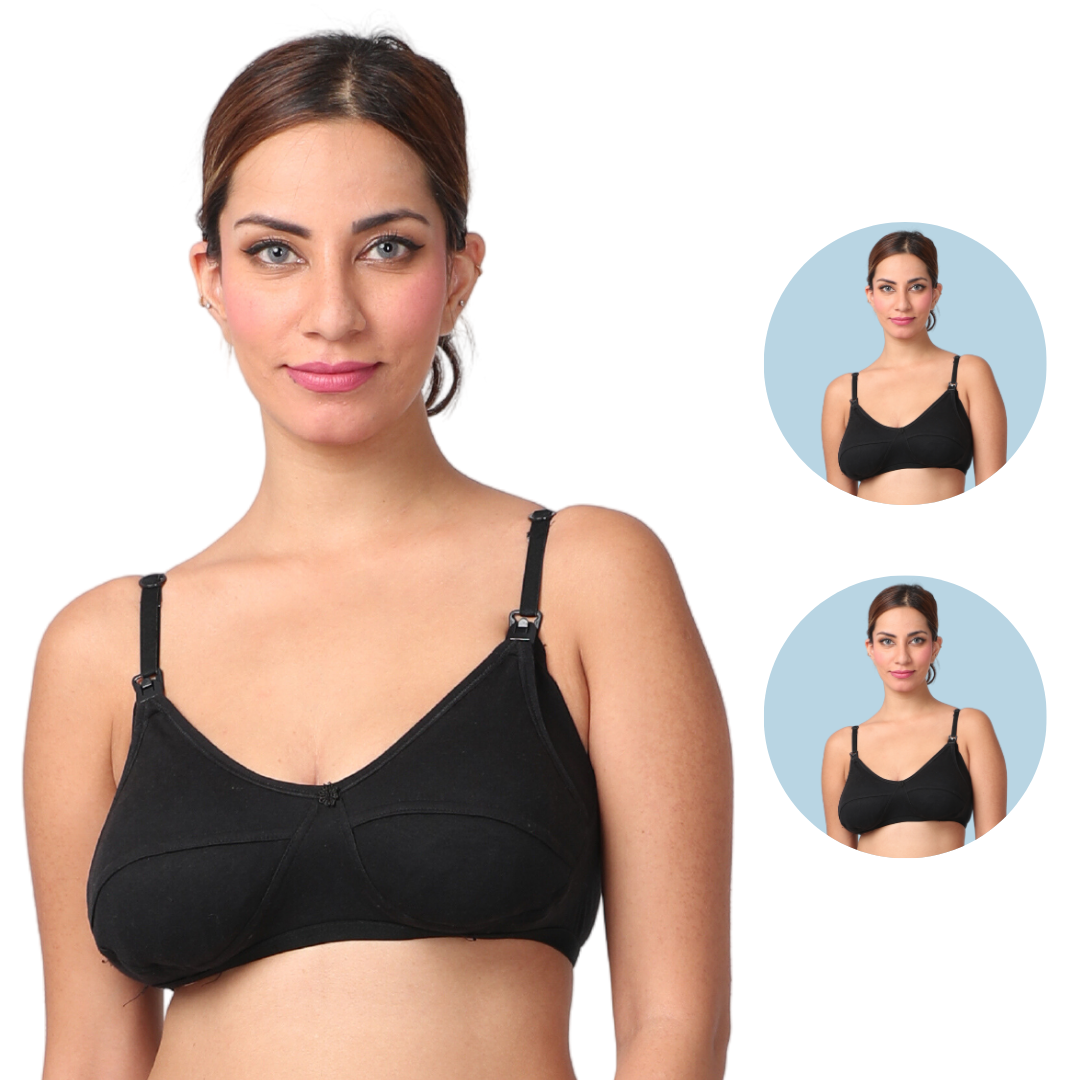 LeakProof Nursing Bra | Drop Cup | Skin Friendly & Non Plastic | Prevents Show Of Milk Stains | Pack Of 2