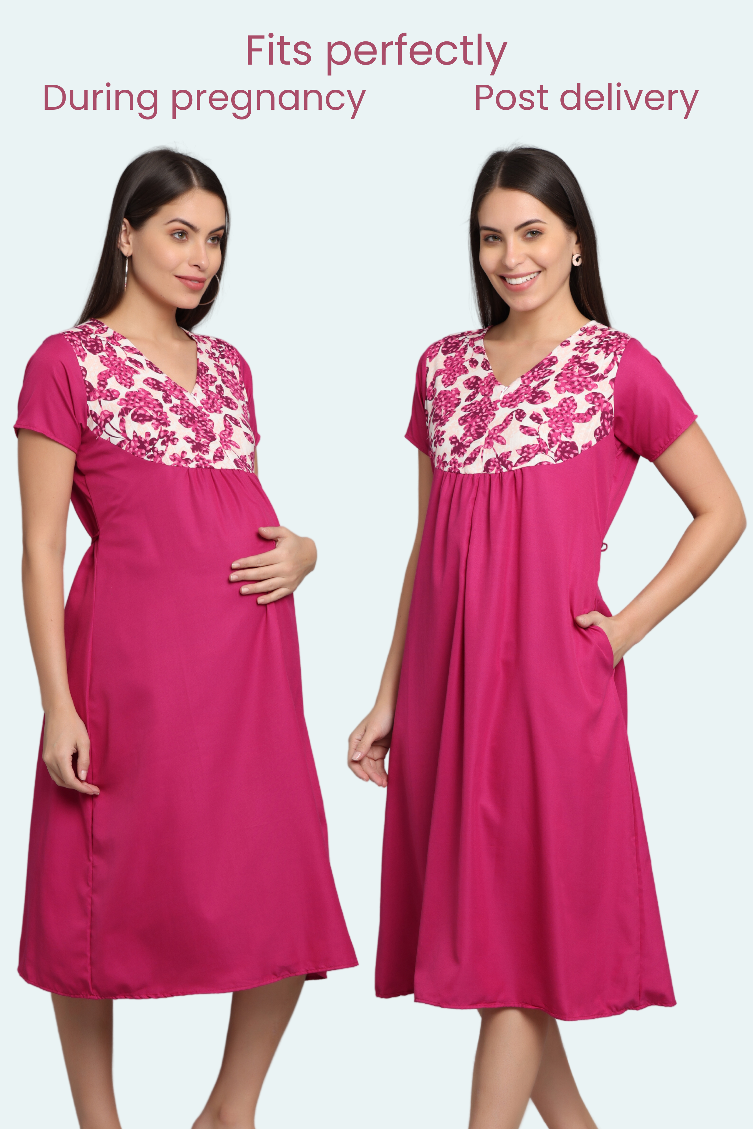 Buy King Store hub Women's Maternity Dress with Side Zipper and Breast Feeding  Dress for Pregnant Ladies (BlackM) at Amazon.in