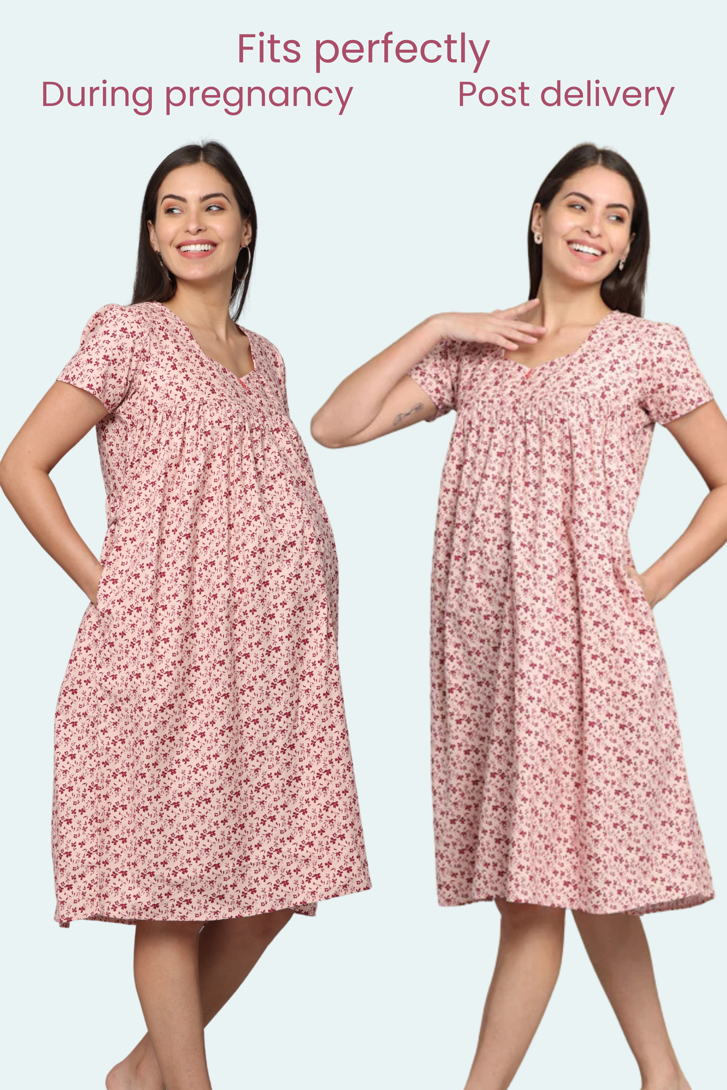 Buy Coucou Maternity & Nursing Woven Mid Length Loungewear Dress - Lime  Green at Rs.1039 online | Nightwear online