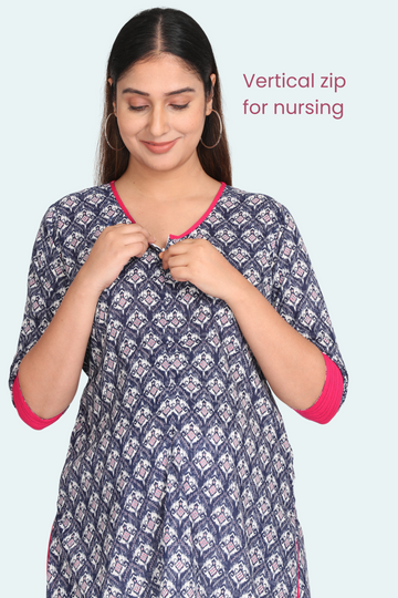 Front zip top kurti for feeding