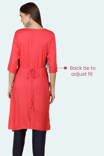 Red Jacket Feeding Kurta