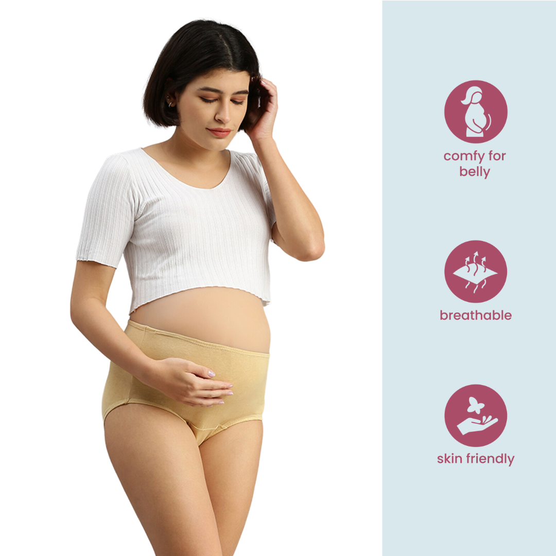 Breathable High Waist Cotton Maternity Panties With Abdominal