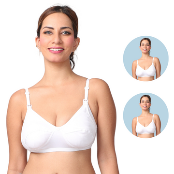 LeakProof Nursing Bra | Drop Cup | Skin Friendly & Non Plastic | Prevents Show Of Milk Stains | Pack Of 2