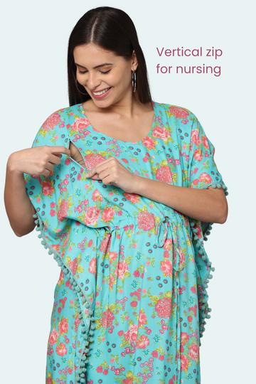Bun to Baby Kaftan Maxi Nursing Dress